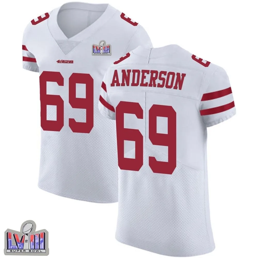 Men's San Francisco 49ers Evan Anderson Nike Vapor Untouchable Super Bowl LVIII Patch Elite White Jersey Men's San Francisco 49ers Evan Anderson Nike Vapor Untouchable Super Bowl LVIII Patch Elite White Jersey