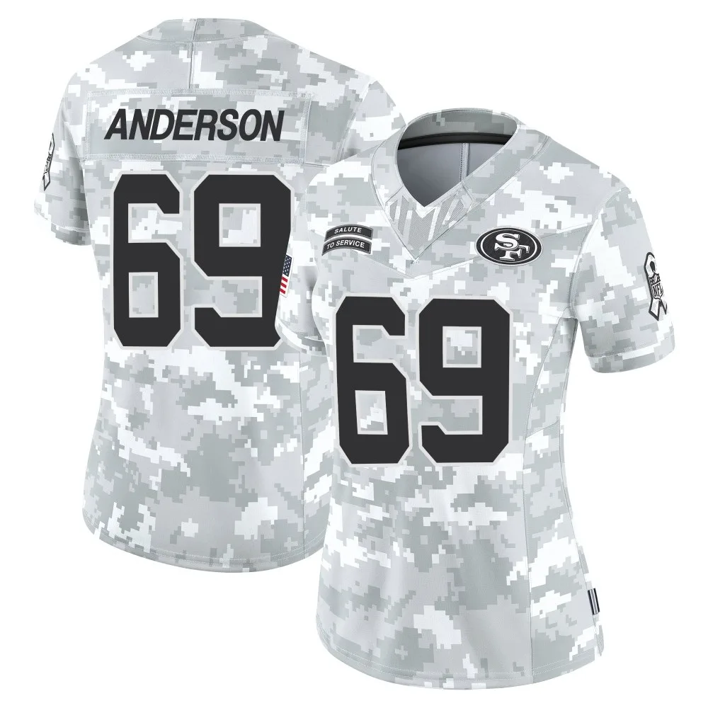Women's San Francisco 49ers Evan Anderson Nike Francisco 2024 Salute To Service Limited Arctic Camo Jersey Women's San Francisco 49ers Evan Anderson Nike Francisco 2024 Salute To Service Limited Arctic Camo Jersey