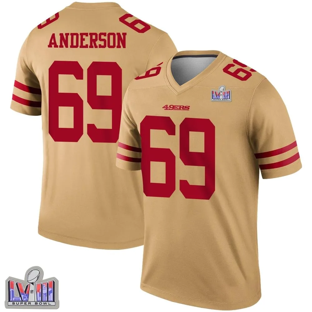 Youth San Francisco 49ers Evan Anderson Nike Inverted Super Bowl LVIII Patch Legend Gold Jersey Youth San Francisco 49ers Evan Anderson Nike Inverted Super Bowl LVIII Patch Legend Gold Jersey