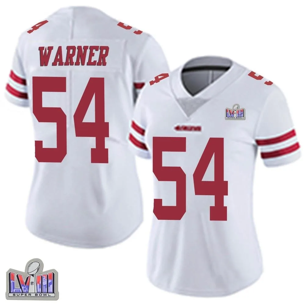 Women's San Francisco 49ers Fred Warner Nike Vapor Untouchable Super Bowl LVIII Patch Limited White Jersey Women's San Francisco 49ers Fred Warner Nike Vapor Untouchable Super Bowl LVIII Patch Limited White Jersey