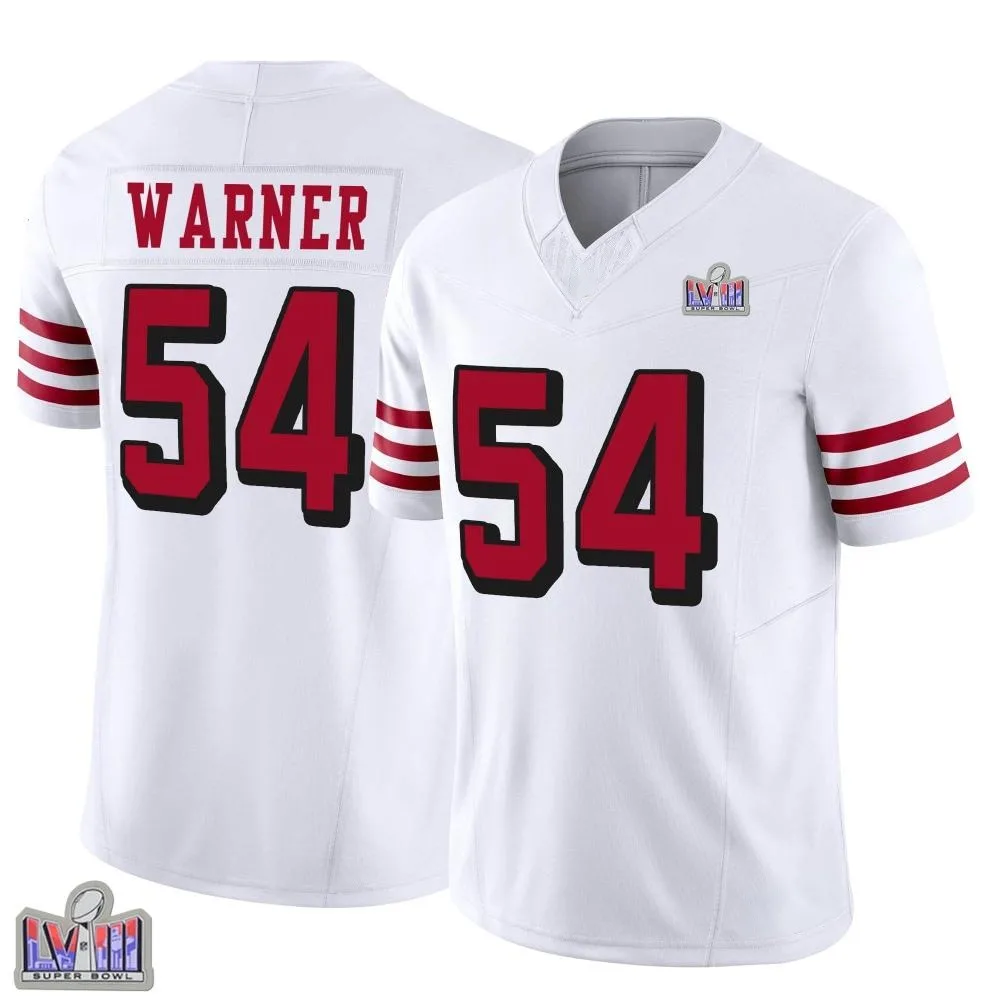 Youth San Francisco 49ers Fred Warner Nike Alternate Vapor F.U.S.E. Super Bowl LVIII Patch Limited White Jersey Youth San Francisco 49ers Fred Warner Nike Alternate Vapor F.U.S.E. Super Bowl LVIII Patch Limited White Jersey