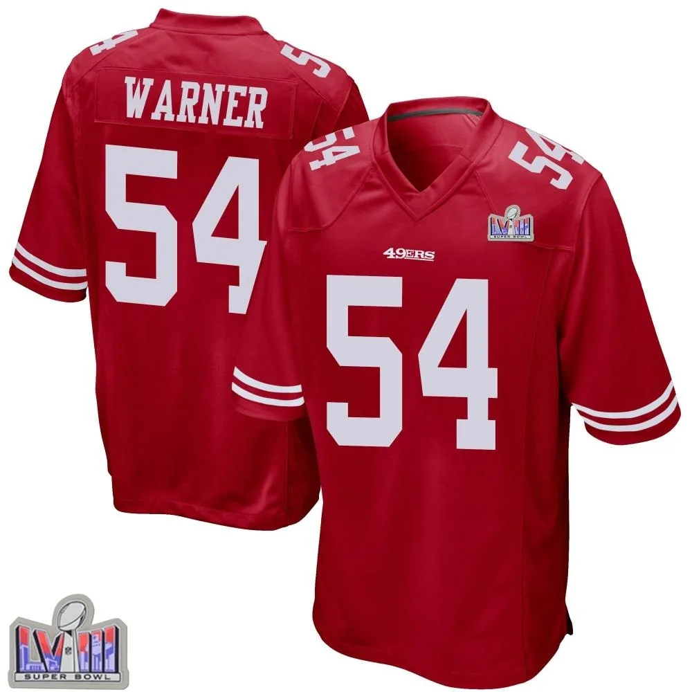 Youth San Francisco 49ers Fred Warner Nike Team Color Super Bowl LVIII Patch Game Red Jersey Youth San Francisco 49ers Fred Warner Nike Team Color Super Bowl LVIII Patch Game Red Jersey