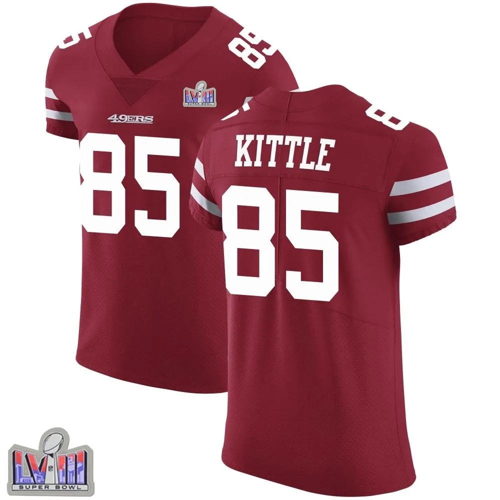 Men's San Francisco 49ers George Kittle Nike Team Color Vapor Untouchable Super Bowl LVIII Patch Elite Red Jersey Men's San Francisco 49ers George Kittle Nike Team Color Vapor Untouchable Super Bowl LVIII Patch Elite Red Jersey
