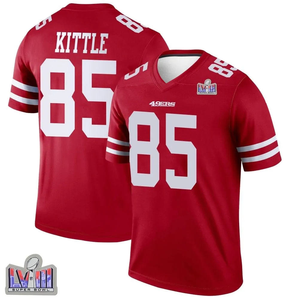 Youth San Francisco 49ers George Kittle Nike Super Bowl LVIII Patch Legend Scarlet Jersey Youth San Francisco 49ers George Kittle Nike Super Bowl LVIII Patch Legend Scarlet Jersey