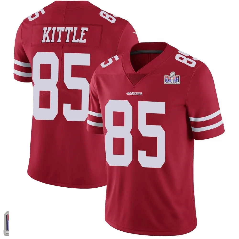 Youth San Francisco 49ers George Kittle Nike Team Color Vapor Untouchable Super Bowl LVIII Patch Limited Red Jersey