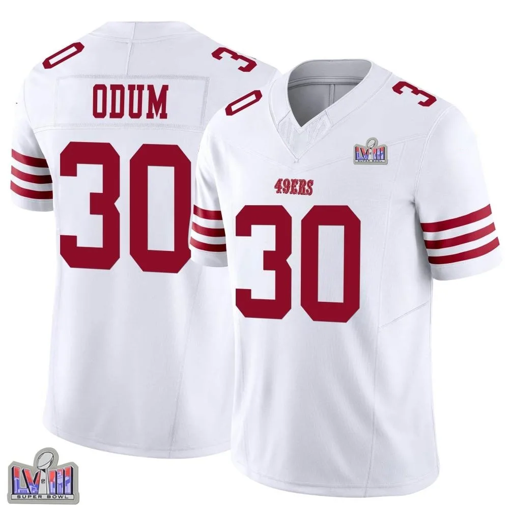 Youth San Francisco 49ers George Odum Nike Vapor F.U.S.E. Super Bowl LVIII Patch Limited White Jersey Youth San Francisco 49ers George Odum Nike Vapor F.U.S.E. Super Bowl LVIII Patch Limited White Jersey