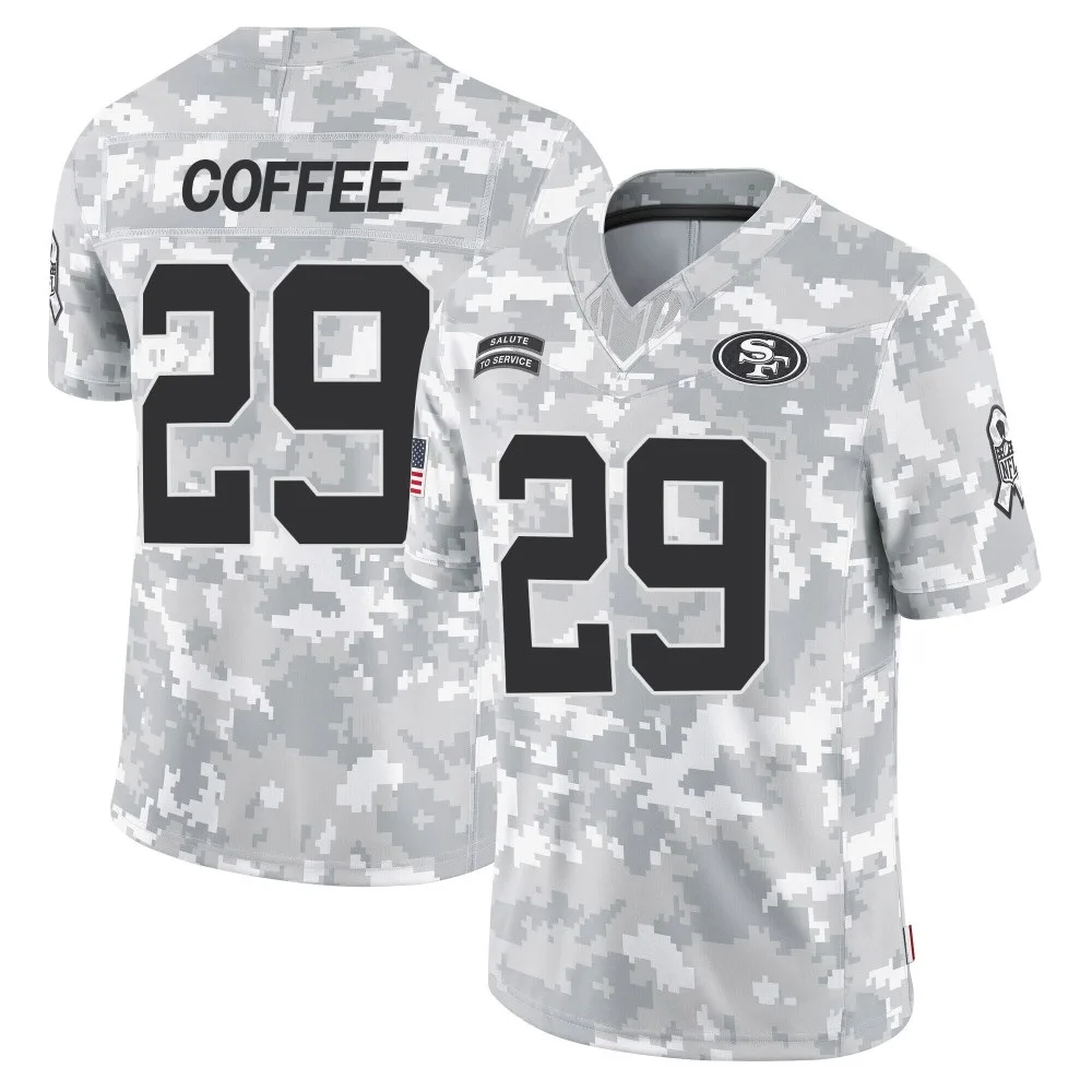 Men's San Francisco 49ers Glen Coffee Nike 2024 Salute To Service Limited Arctic Camo Jersey Men's San Francisco 49ers Glen Coffee Nike 2024 Salute To Service Limited Arctic Camo Jersey