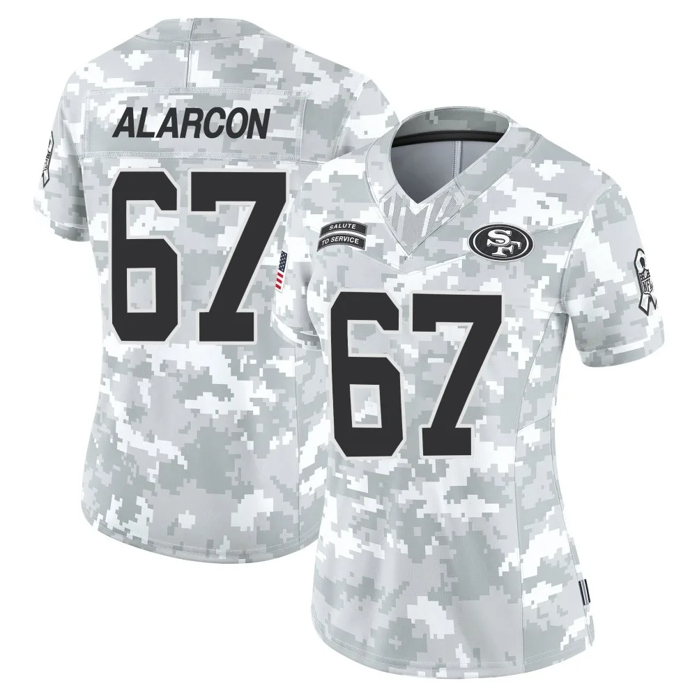 Women's San Francisco 49ers Isaac Alarcon Nike Francisco 2024 Salute To Service Limited Arctic Camo Jersey Women's San Francisco 49ers Isaac Alarcon Nike Francisco 2024 Salute To Service Limited Arctic Camo Jersey