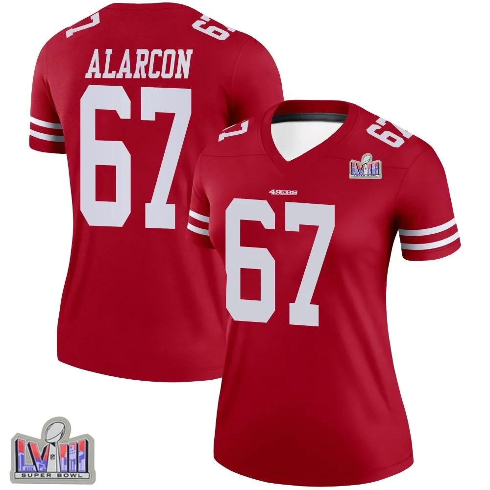 Women's San Francisco 49ers Isaac Alarcon Nike Super Bowl LVIII Patch Legend Scarlet Jersey Women's San Francisco 49ers Isaac Alarcon Nike Super Bowl LVIII Patch Legend Scarlet Jersey
