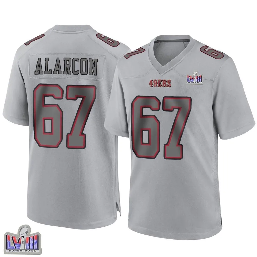 Youth San Francisco 49ers Isaac Alarcon Nike Atmosphere Fashion Super Bowl LVIII Patch Game Gray Jersey Youth San Francisco 49ers Isaac Alarcon Nike Atmosphere Fashion Super Bowl LVIII Patch Game Gray Jersey
