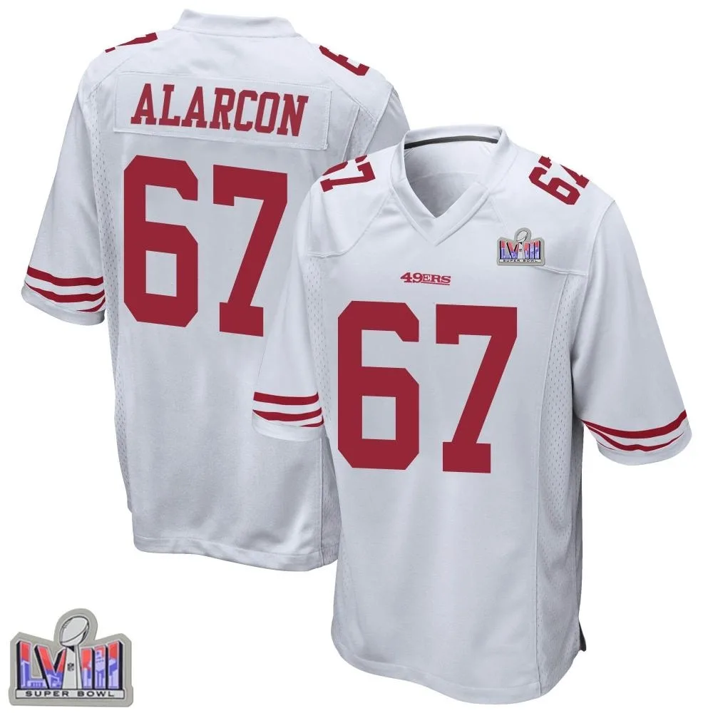 Youth San Francisco 49ers Isaac Alarcon Nike Super Bowl LVIII Patch Game White Jersey Youth San Francisco 49ers Isaac Alarcon Nike Super Bowl LVIII Patch Game White Jersey