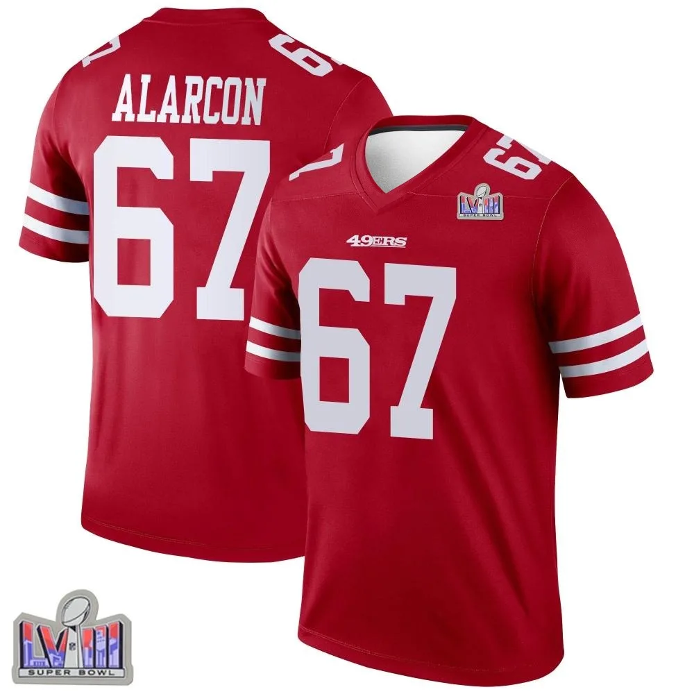 Youth San Francisco 49ers Isaac Alarcon Nike Super Bowl LVIII Patch Legend Scarlet Jersey Youth San Francisco 49ers Isaac Alarcon Nike Super Bowl LVIII Patch Legend Scarlet Jersey