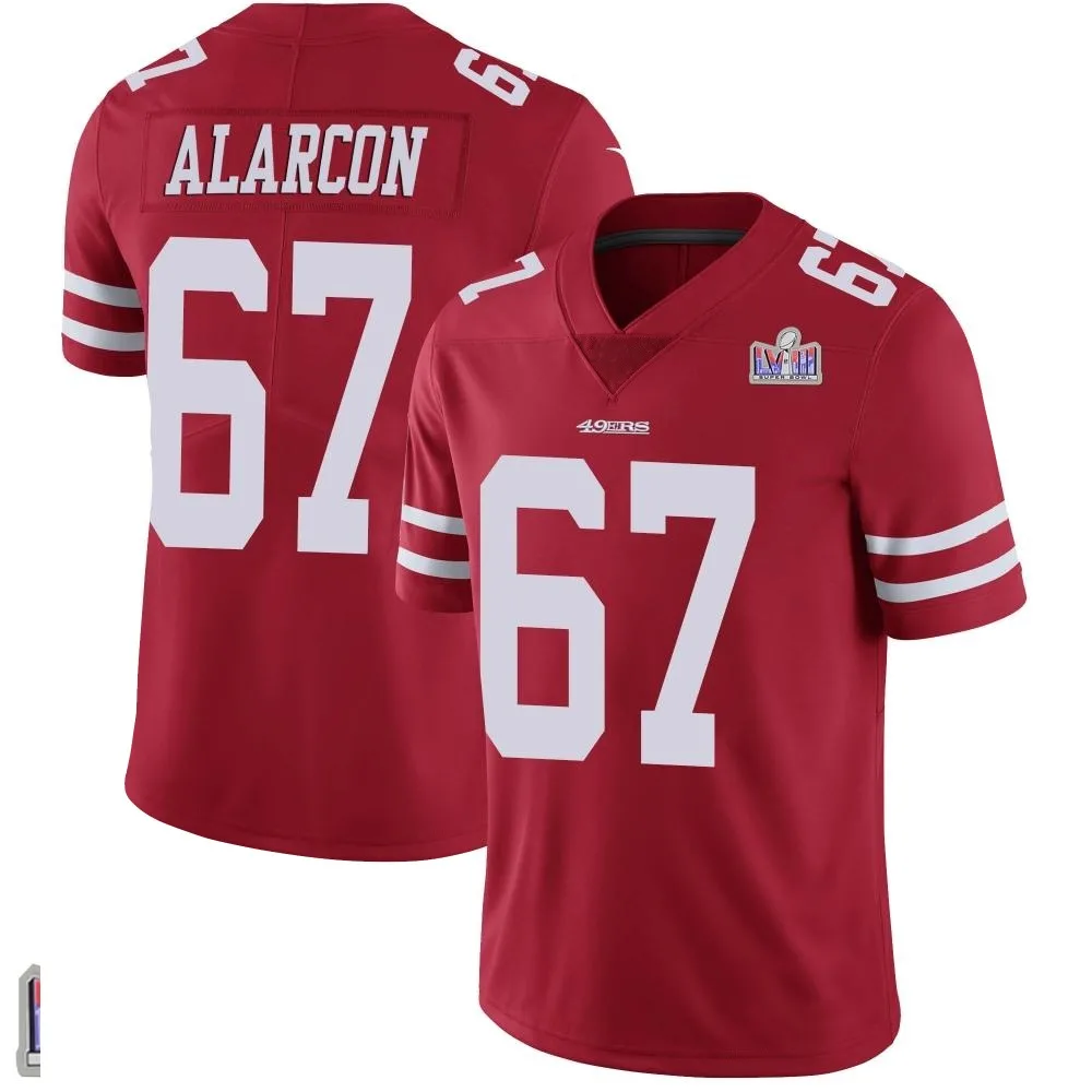 Youth San Francisco 49ers Isaac Alarcon Nike Team Color Vapor Untouchable Super Bowl LVIII Patch Limited Red Jersey Youth San Francisco 49ers Isaac Alarcon Nike Team Color Vapor Untouchable Super Bowl LVIII Patch Limited Red Jersey