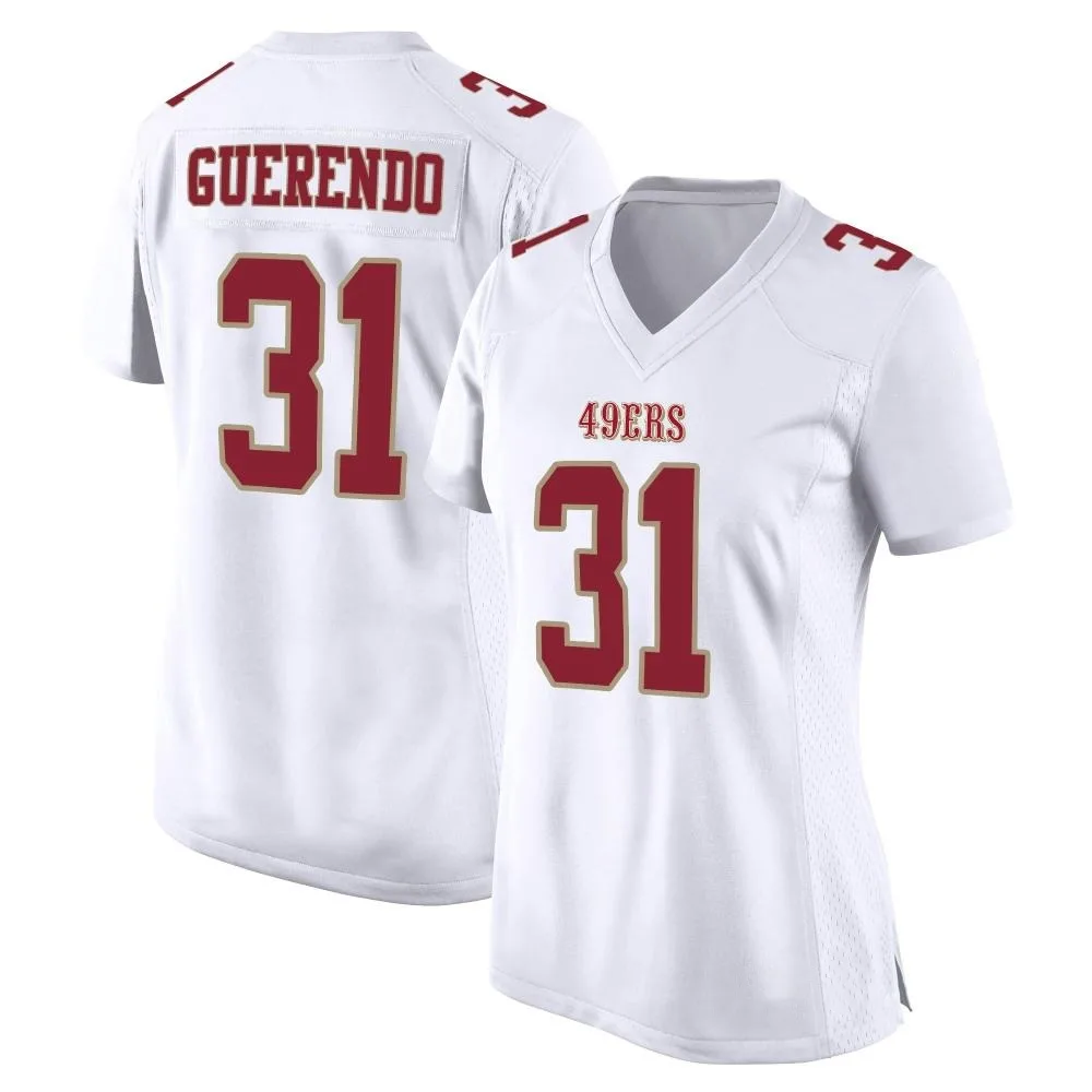 Women's San Francisco 49ers Isaac Guerendo Nike Fashion Game White Jersey Women's San Francisco 49ers Isaac Guerendo Nike Fashion Game White Jersey