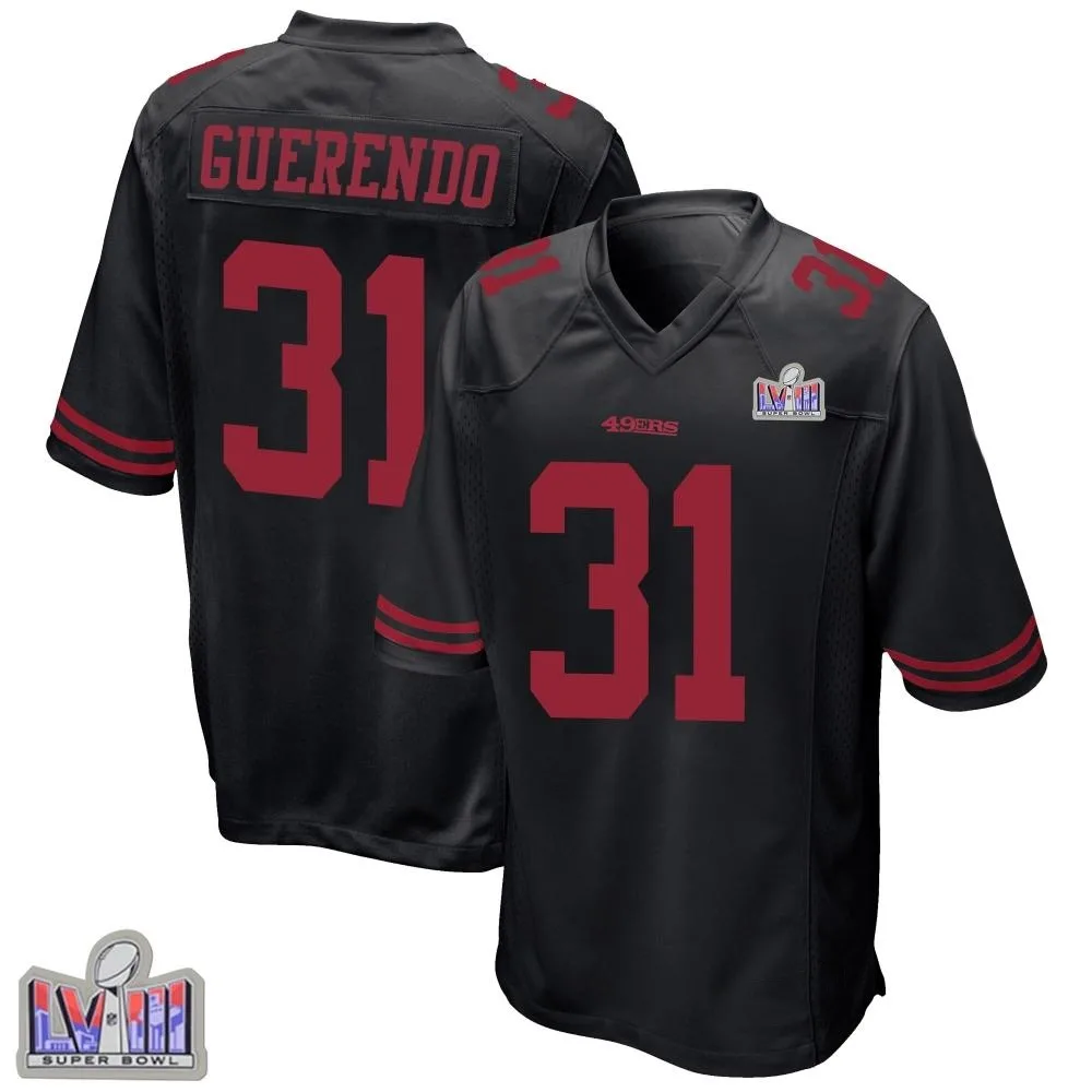 Youth San Francisco 49ers Isaac Guerendo Nike Alternate Super Bowl LVIII Patch Game Black Jersey Youth San Francisco 49ers Isaac Guerendo Nike Alternate Super Bowl LVIII Patch Game Black Jersey