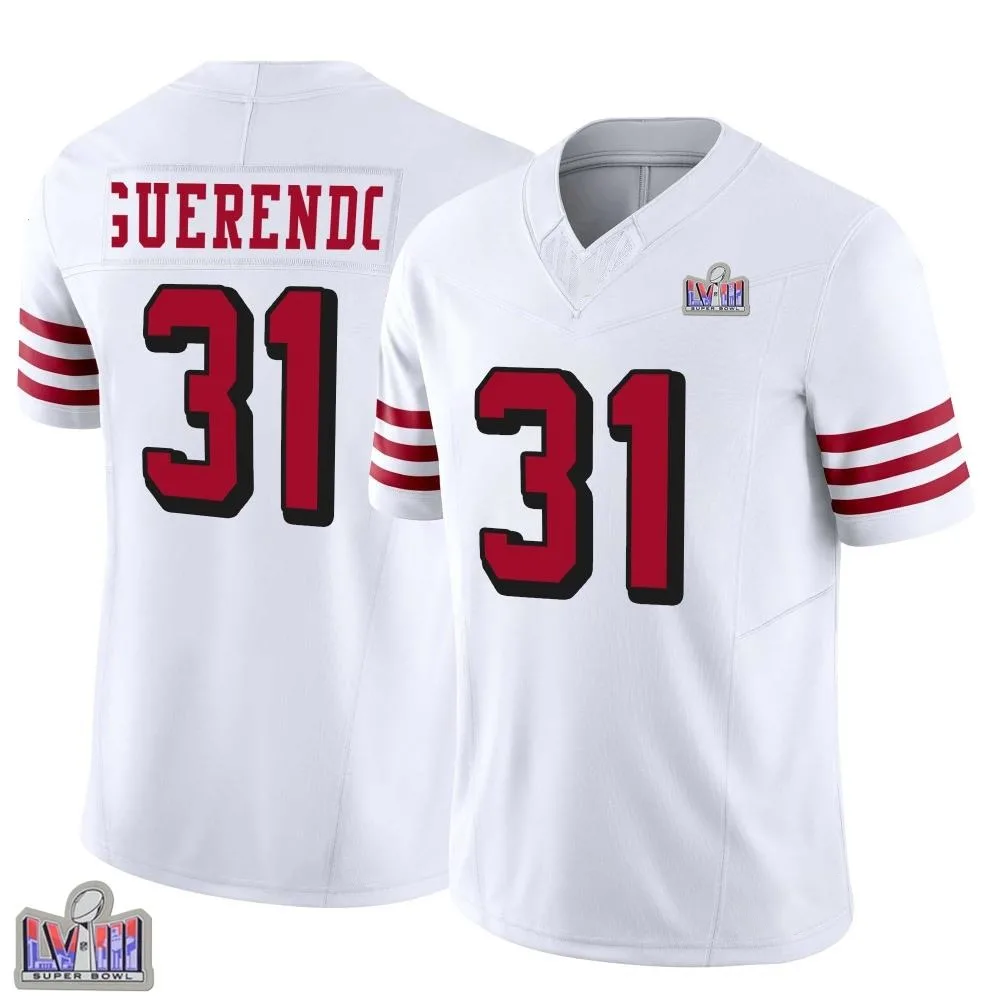 Youth San Francisco 49ers Isaac Guerendo Nike Alternate Vapor F.U.S.E. Super Bowl LVIII Patch Limited White Jersey Youth San Francisco 49ers Isaac Guerendo Nike Alternate Vapor F.U.S.E. Super Bowl LVIII Patch Limited White Jersey