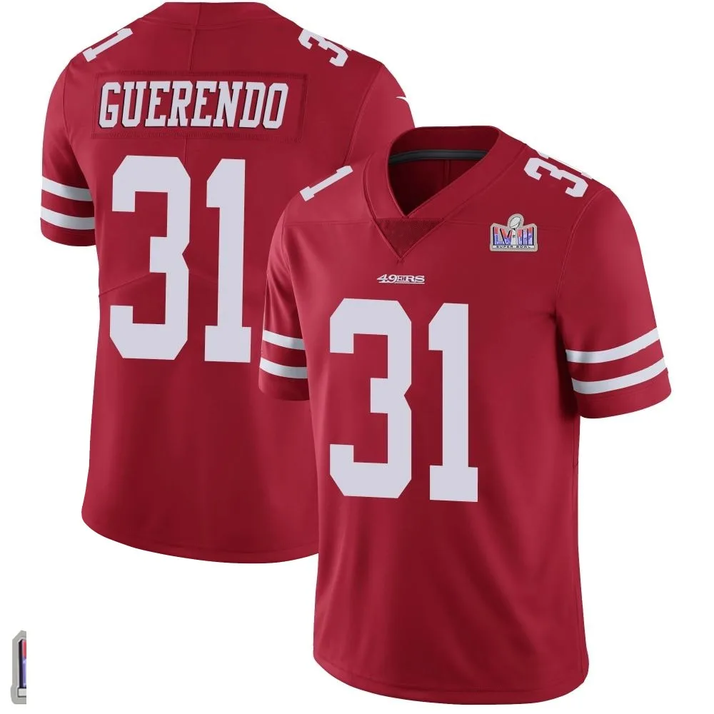 Youth San Francisco 49ers Isaac Guerendo Nike Team Color Vapor Untouchable Super Bowl LVIII Patch Limited Red Jersey Youth San Francisco 49ers Isaac Guerendo Nike Team Color Vapor Untouchable Super Bowl LVIII Patch Limited Red Jersey
