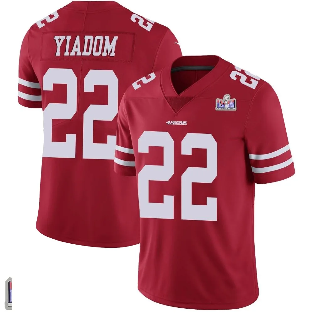 Men's San Francisco 49ers Isaac Yiadom Nike Team Color Vapor Untouchable Super Bowl LVIII Patch Limited Red Jersey Men's San Francisco 49ers Isaac Yiadom Nike Team Color Vapor Untouchable Super Bowl LVIII Patch Limited Red Jersey