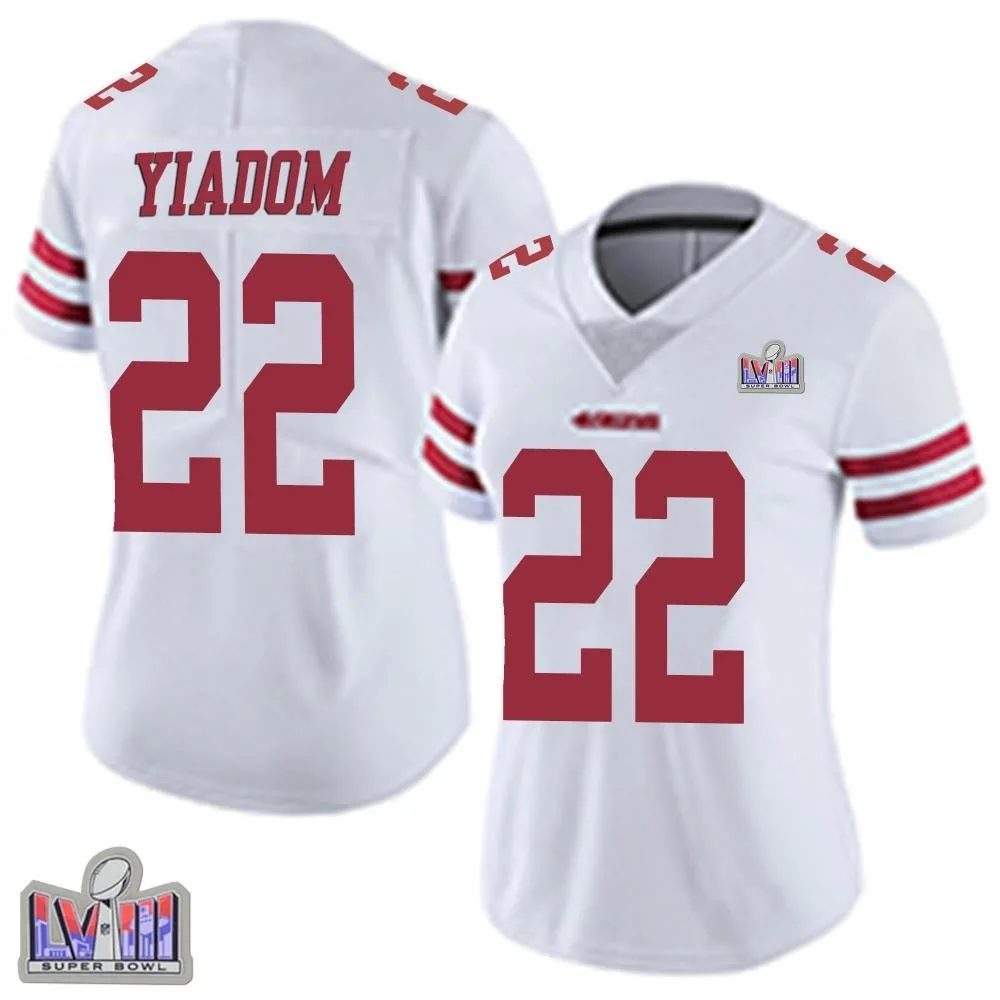 Women's San Francisco 49ers Isaac Yiadom Nike Vapor Untouchable Super Bowl LVIII Patch Limited White Jersey Women's San Francisco 49ers Isaac Yiadom Nike Vapor Untouchable Super Bowl LVIII Patch Limited White Jersey