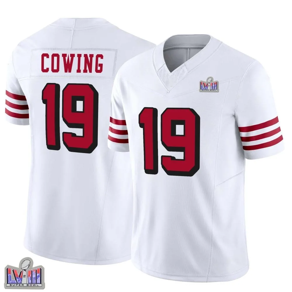 Men's San Francisco 49ers Jacob Cowing Nike Alternate Vapor F.U.S.E. Super Bowl LVIII Patch Limited White Jersey Men's San Francisco 49ers Jacob Cowing Nike Alternate Vapor F.U.S.E. Super Bowl LVIII Patch Limited White Jersey