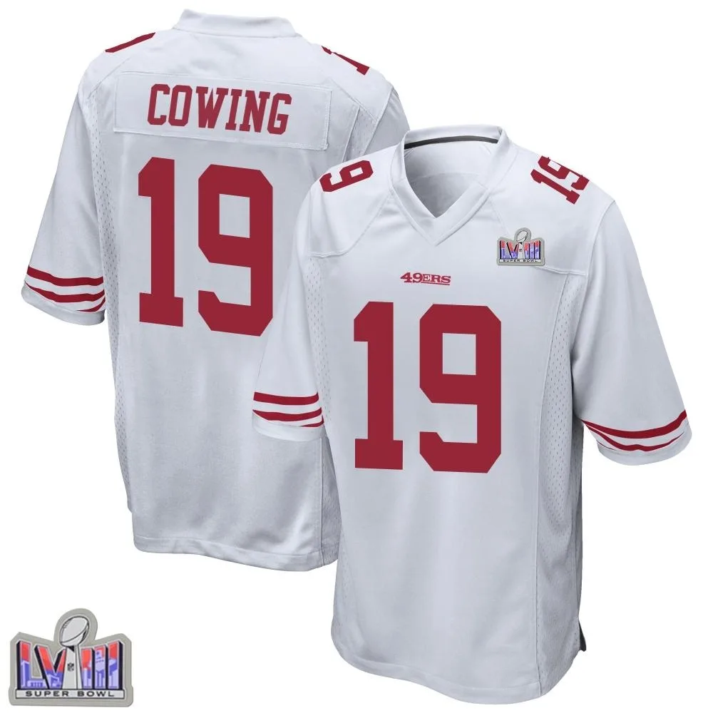 Youth San Francisco 49ers Jacob Cowing Nike Super Bowl LVIII Patch Game White Jersey Youth San Francisco 49ers Jacob Cowing Nike Super Bowl LVIII Patch Game White Jersey