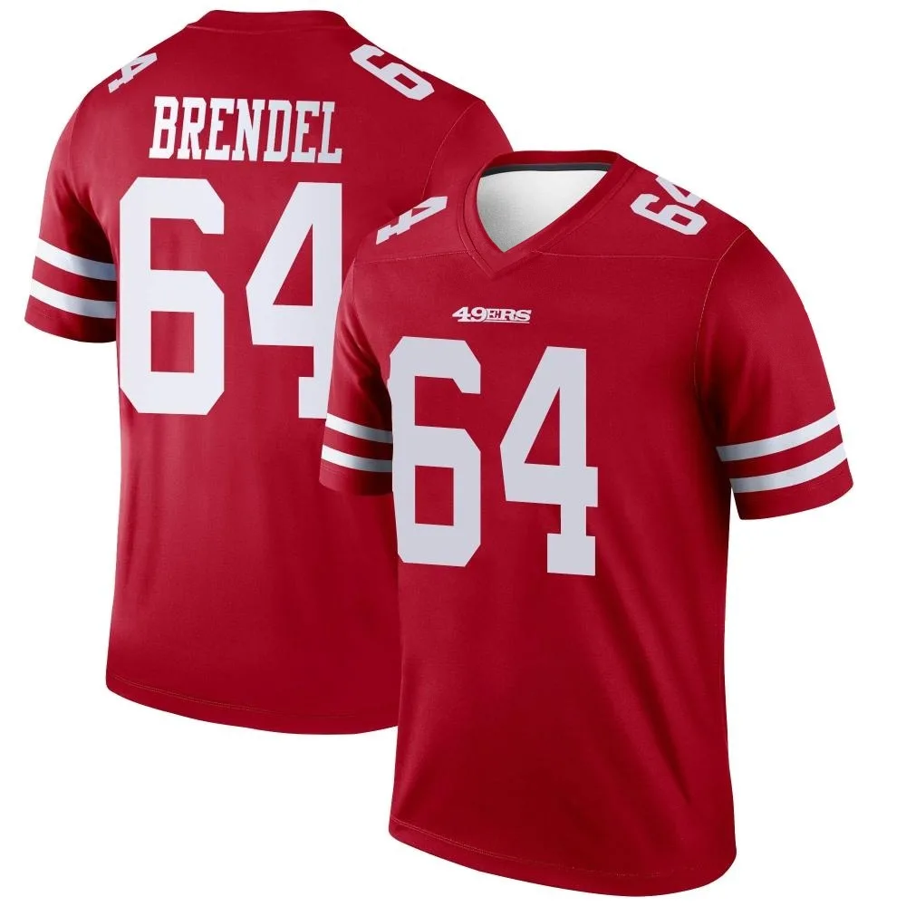 Men's San Francisco 49ers Jake Brendel Nike Legend Scarlet Jersey Men's San Francisco 49ers Jake Brendel Nike Legend Scarlet Jersey