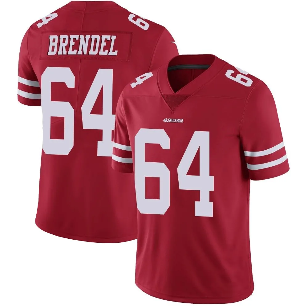 Men's San Francisco 49ers Jake Brendel Nike Team Color Vapor Untouchable Limited Red Jersey Men's San Francisco 49ers Jake Brendel Nike Team Color Vapor Untouchable Limited Red Jersey