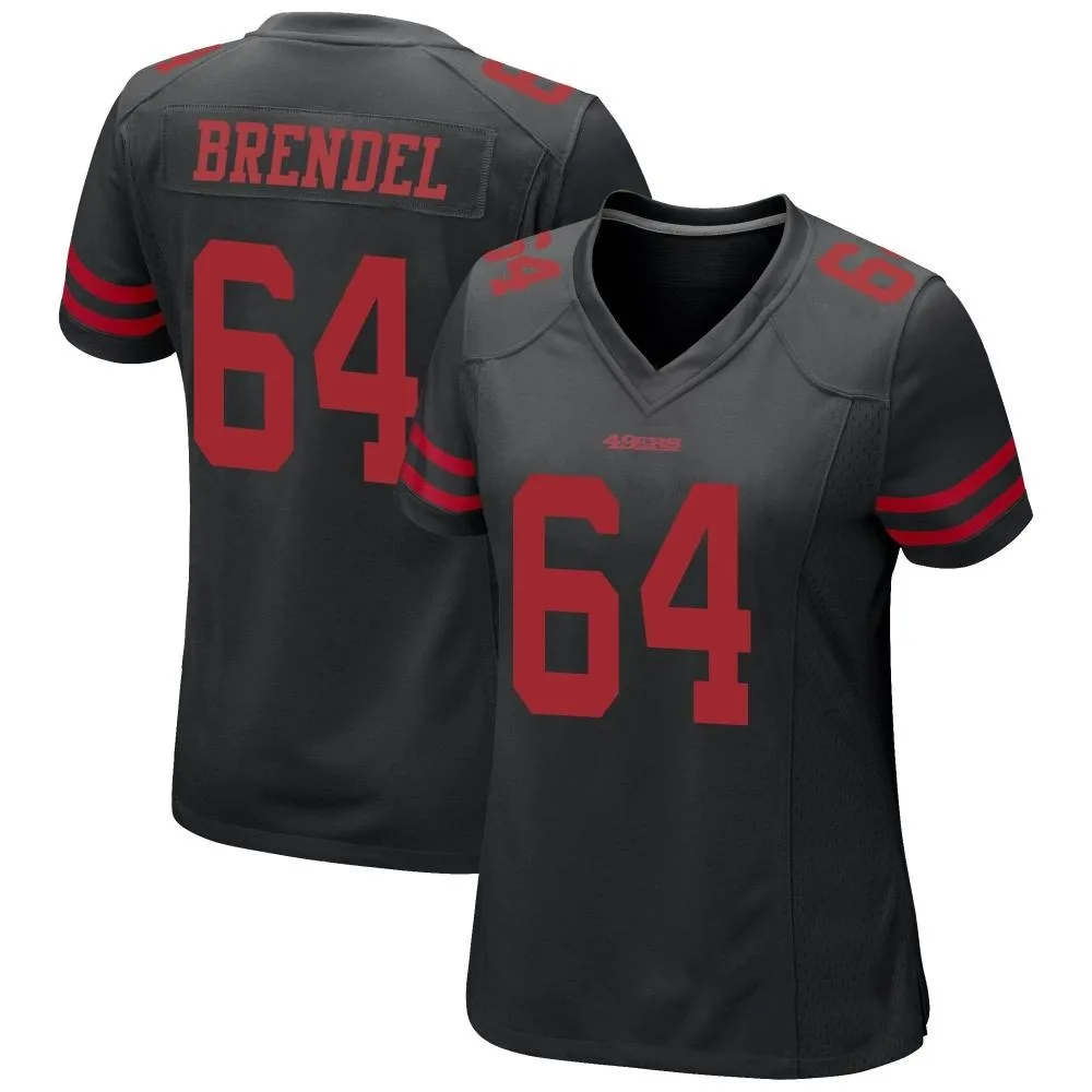 Women's San Francisco 49ers Jake Brendel Nike Alternate Game Black Jersey Women's San Francisco 49ers Jake Brendel Nike Alternate Game Black Jersey