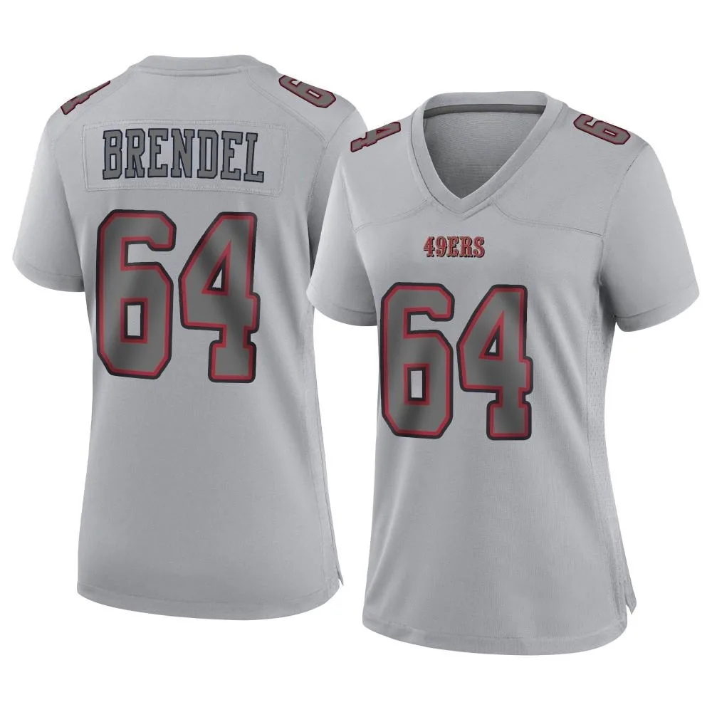 Women's San Francisco 49ers Jake Brendel Nike Atmosphere Fashion Game Gray Jersey Women's San Francisco 49ers Jake Brendel Nike Atmosphere Fashion Game Gray Jersey