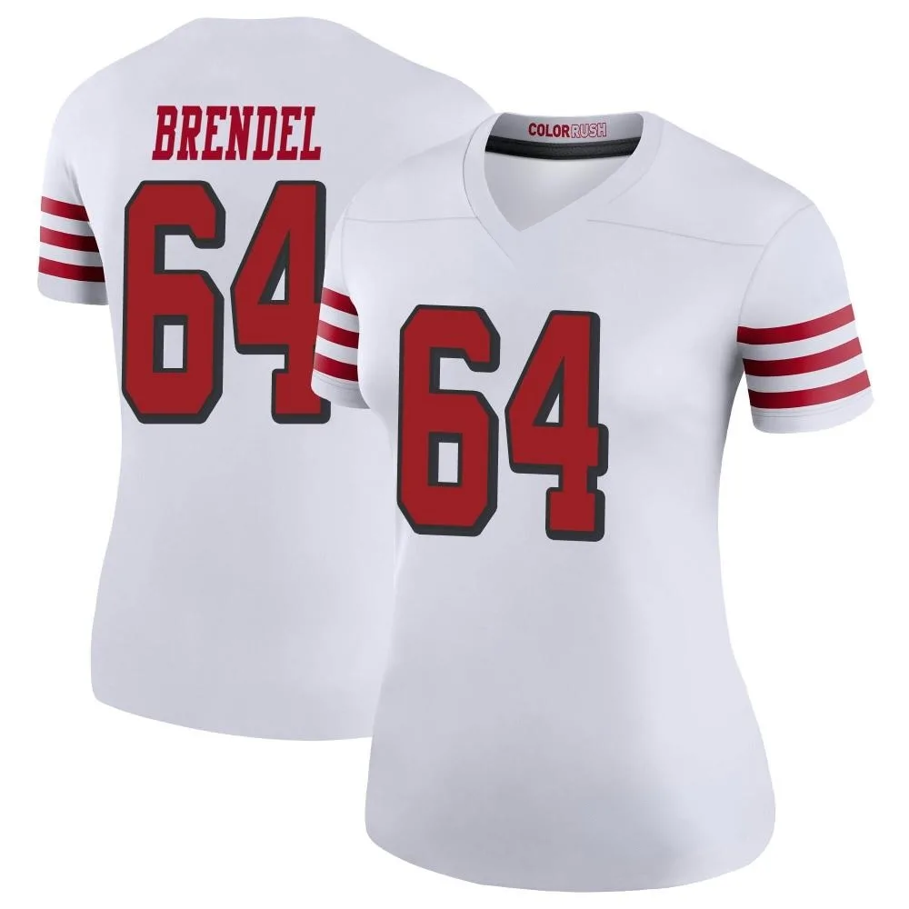 Women's San Francisco 49ers Jake Brendel Nike Color Rush Legend White Jersey Women's San Francisco 49ers Jake Brendel Nike Color Rush Legend White Jersey