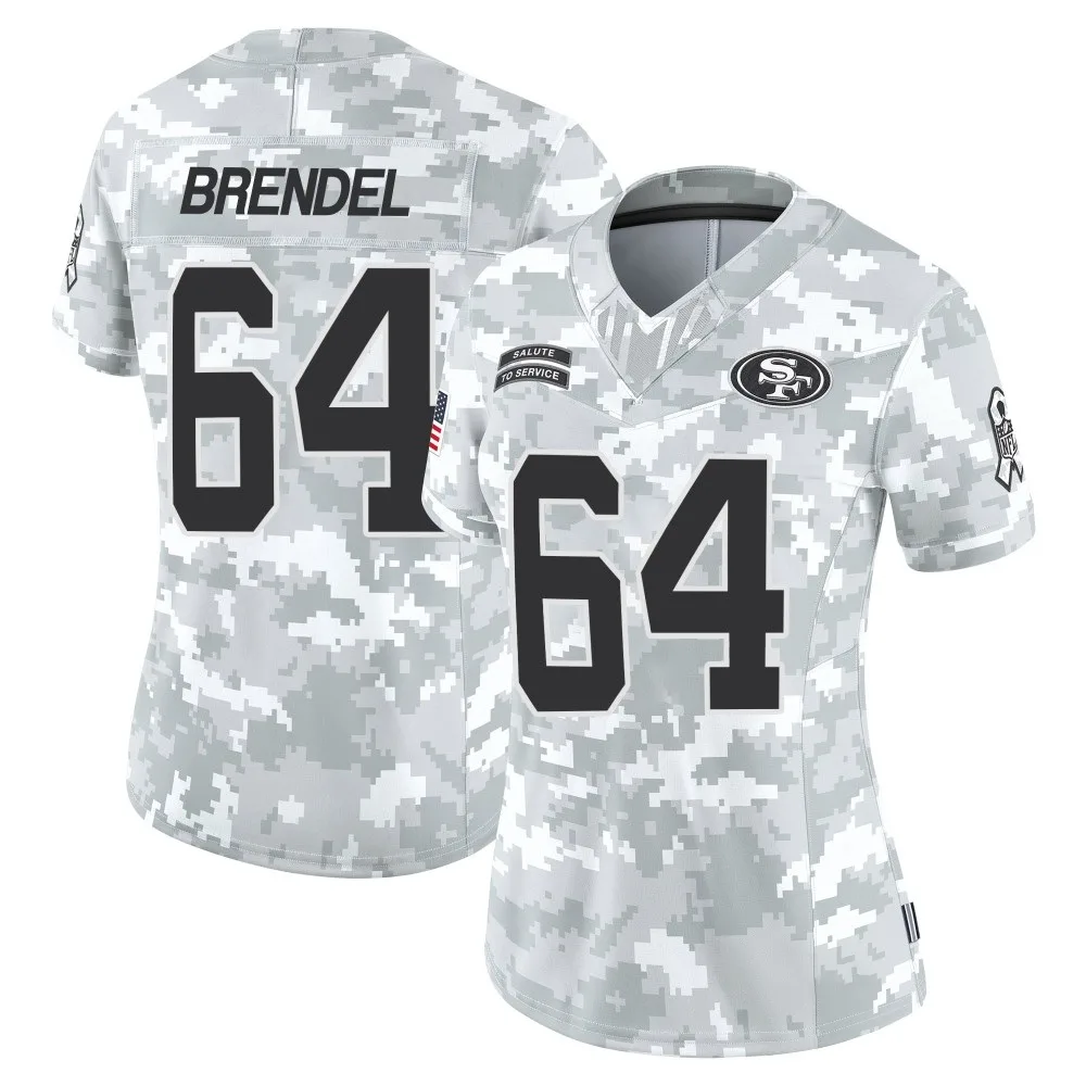 Women's San Francisco 49ers Jake Brendel Nike Francisco 2024 Salute To Service Limited Arctic Camo Jersey Women's San Francisco 49ers Jake Brendel Nike Francisco 2024 Salute To Service Limited Arctic Camo Jersey