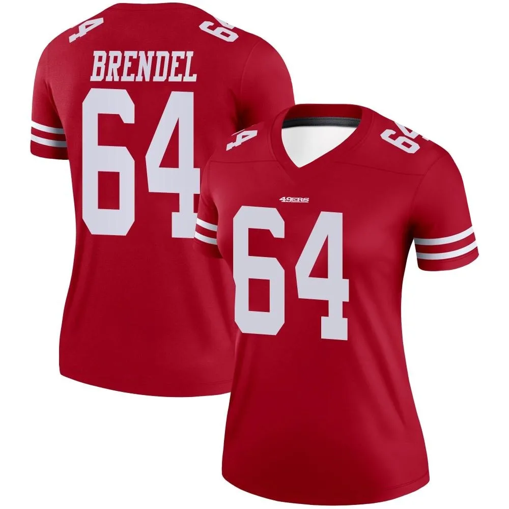 Women's San Francisco 49ers Jake Brendel Nike Legend Scarlet Jersey Women's San Francisco 49ers Jake Brendel Nike Legend Scarlet Jersey