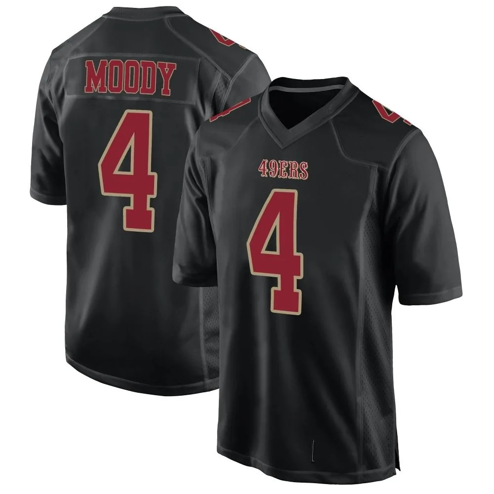 Men's San Francisco 49ers Jake Moody Nike Fashion Game Black Jersey Men's San Francisco 49ers Jake Moody Nike Fashion Game Black Jersey