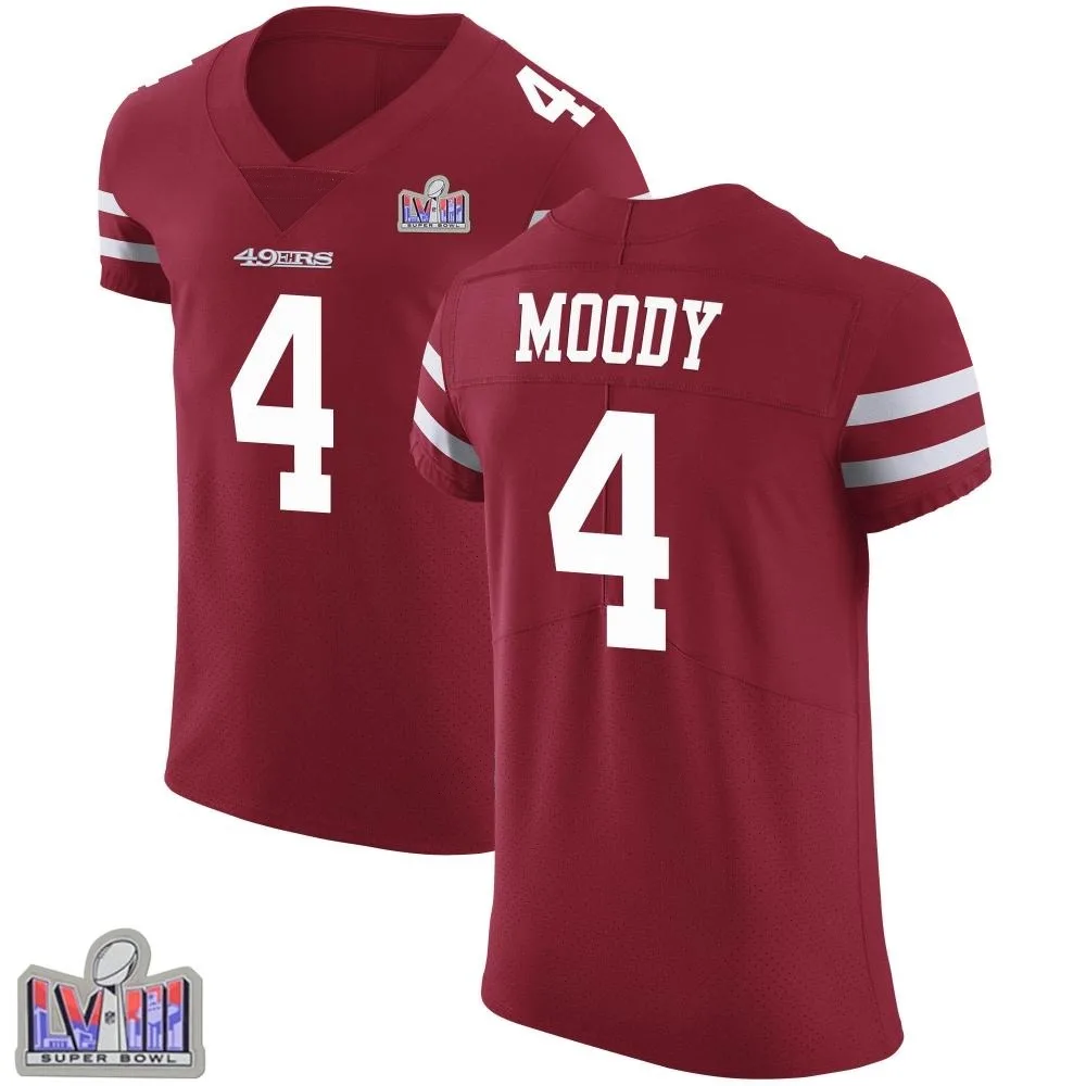 Men's San Francisco 49ers Jake Moody Nike Team Color Vapor Untouchable Super Bowl LVIII Patch Elite Red Jersey Men's San Francisco 49ers Jake Moody Nike Team Color Vapor Untouchable Super Bowl LVIII Patch Elite Red Jersey