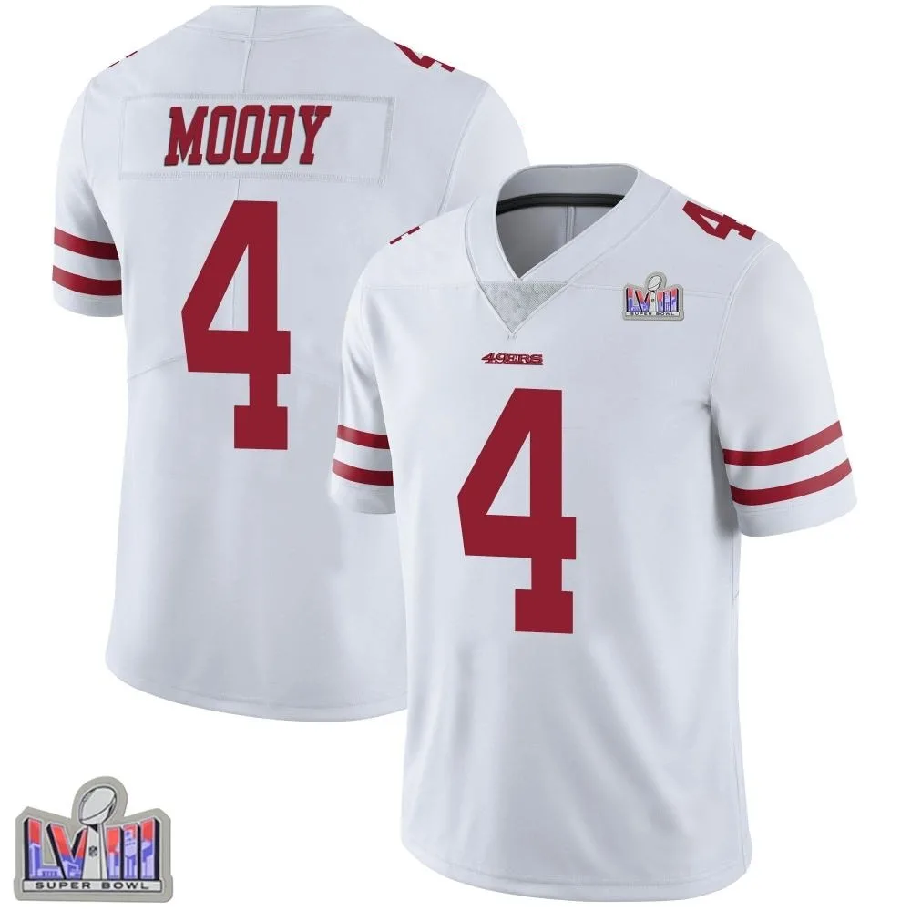 Men's San Francisco 49ers Jake Moody Nike Vapor Untouchable Super Bowl LVIII Patch Limited White Jersey Men's San Francisco 49ers Jake Moody Nike Vapor Untouchable Super Bowl LVIII Patch Limited White Jersey