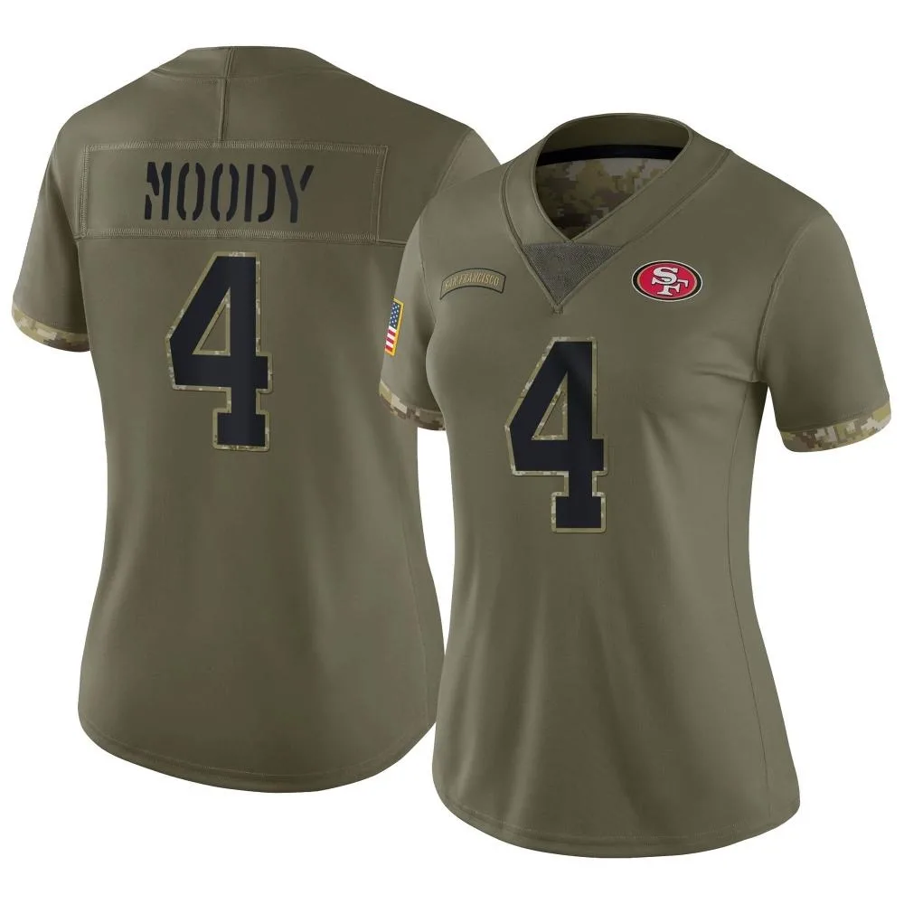 Women's San Francisco 49ers Jake Moody Nike 2022 Salute To Service Limited Olive Jersey Women's San Francisco 49ers Jake Moody Nike 2022 Salute To Service Limited Olive Jersey