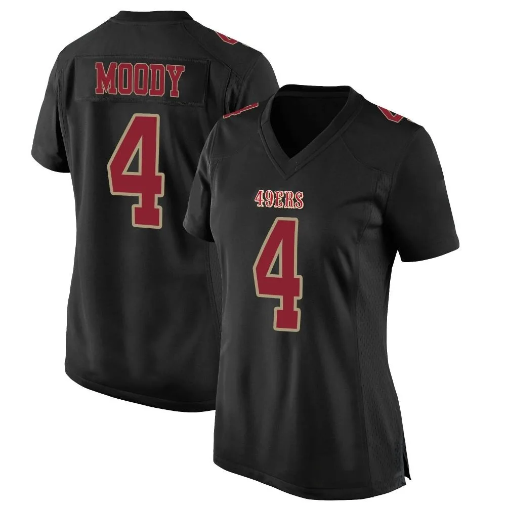 Women's San Francisco 49ers Jake Moody Nike Fashion Game Black Jersey Women's San Francisco 49ers Jake Moody Nike Fashion Game Black Jersey