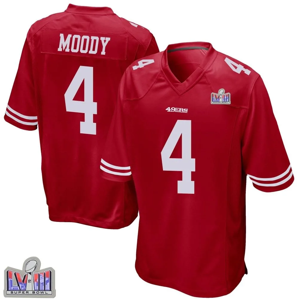 Youth San Francisco 49ers Jake Moody Nike Team Color Super Bowl LVIII Patch Game Red Jersey Youth San Francisco 49ers Jake Moody Nike Team Color Super Bowl LVIII Patch Game Red Jersey