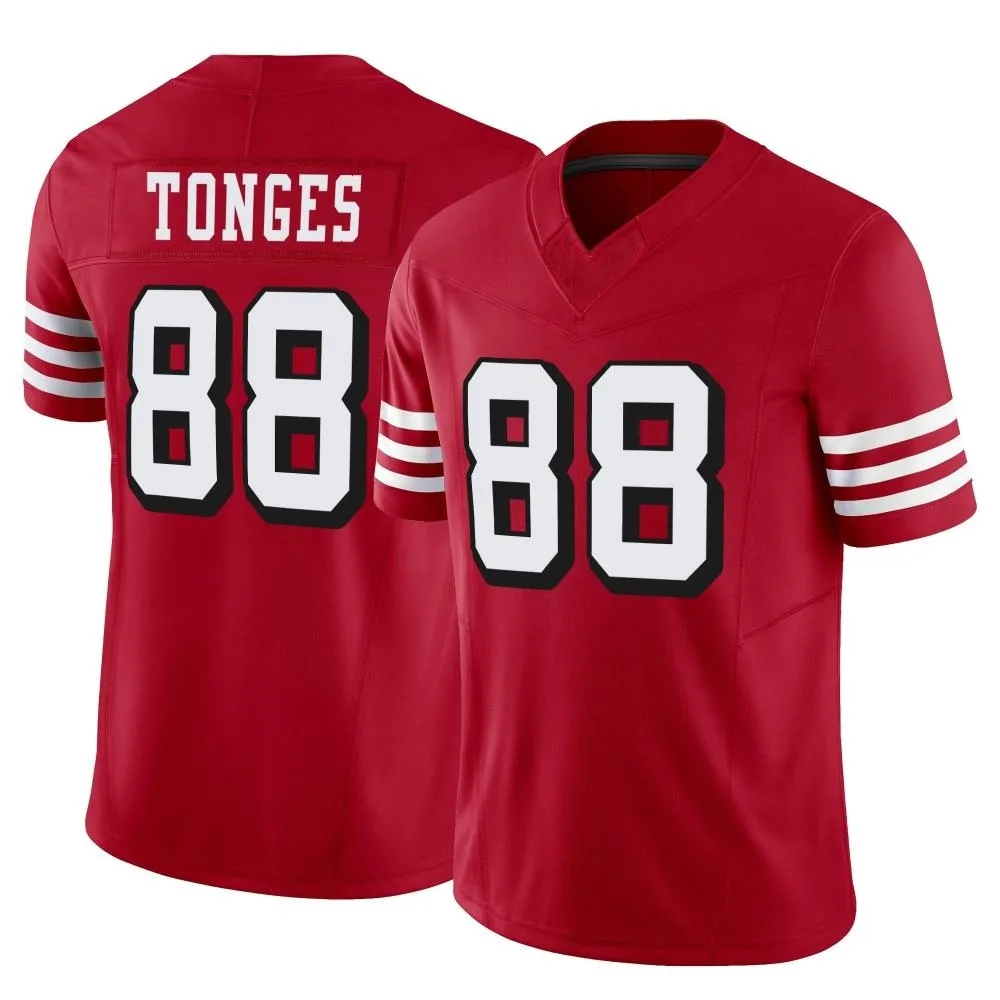Men's San Francisco 49ers Jake Tonges Nike Alternate Vapor F.U.S.E. Limited Scarlet Jersey Men's San Francisco 49ers Jake Tonges Nike Alternate Vapor F.U.S.E. Limited Scarlet Jersey