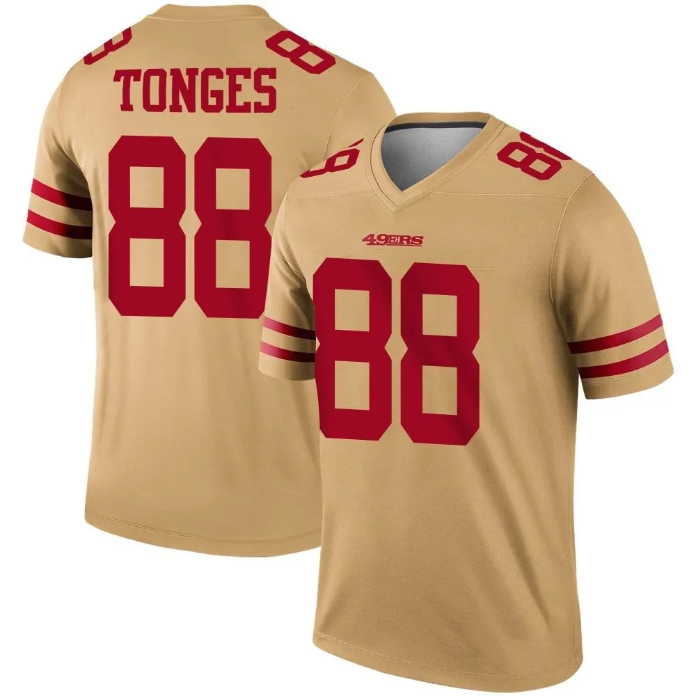Men's San Francisco 49ers Jake Tonges Nike Inverted Legend Gold Jersey Men's San Francisco 49ers Jake Tonges Nike Inverted Legend Gold Jersey