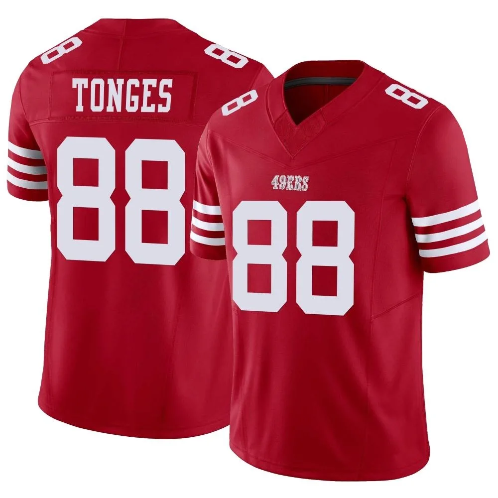 Men's San Francisco 49ers Jake Tonges Nike Vapor F.U.S.E. Limited Scarlet Jersey Men's San Francisco 49ers Jake Tonges Nike Vapor F.U.S.E. Limited Scarlet Jersey