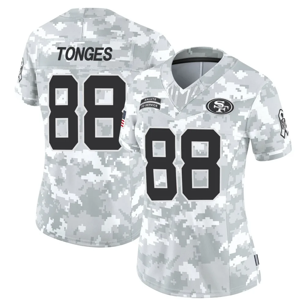 Women's San Francisco 49ers Jake Tonges Nike Francisco 2024 Salute To Service Limited Arctic Camo Jersey Women's San Francisco 49ers Jake Tonges Nike Francisco 2024 Salute To Service Limited Arctic Camo Jersey