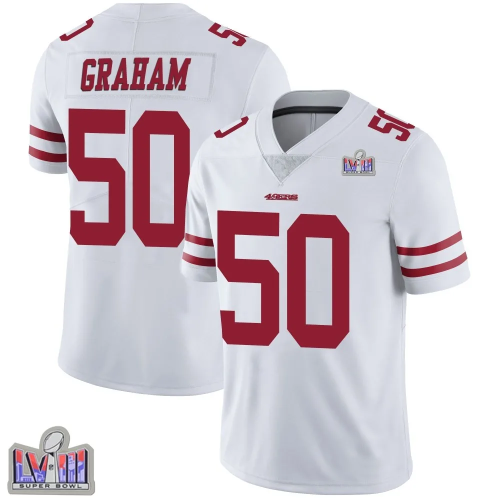 Men's San Francisco 49ers Jalen Graham Nike Vapor Untouchable Super Bowl LVIII Patch Limited White Jersey Men's San Francisco 49ers Jalen Graham Nike Vapor Untouchable Super Bowl LVIII Patch Limited White Jersey