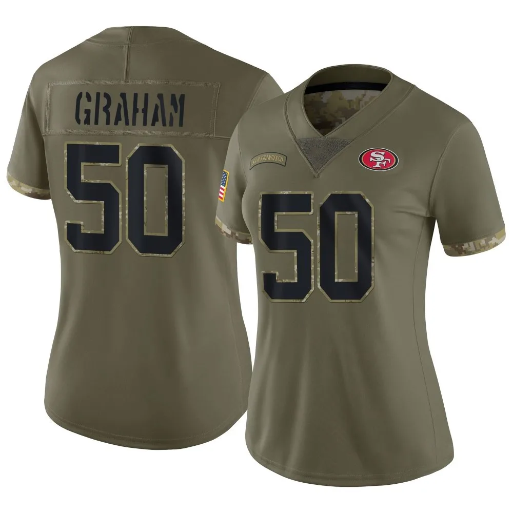 Women's San Francisco 49ers Jalen Graham Nike 2022 Salute To Service Limited Olive Jersey Women's San Francisco 49ers Jalen Graham Nike 2022 Salute To Service Limited Olive Jersey