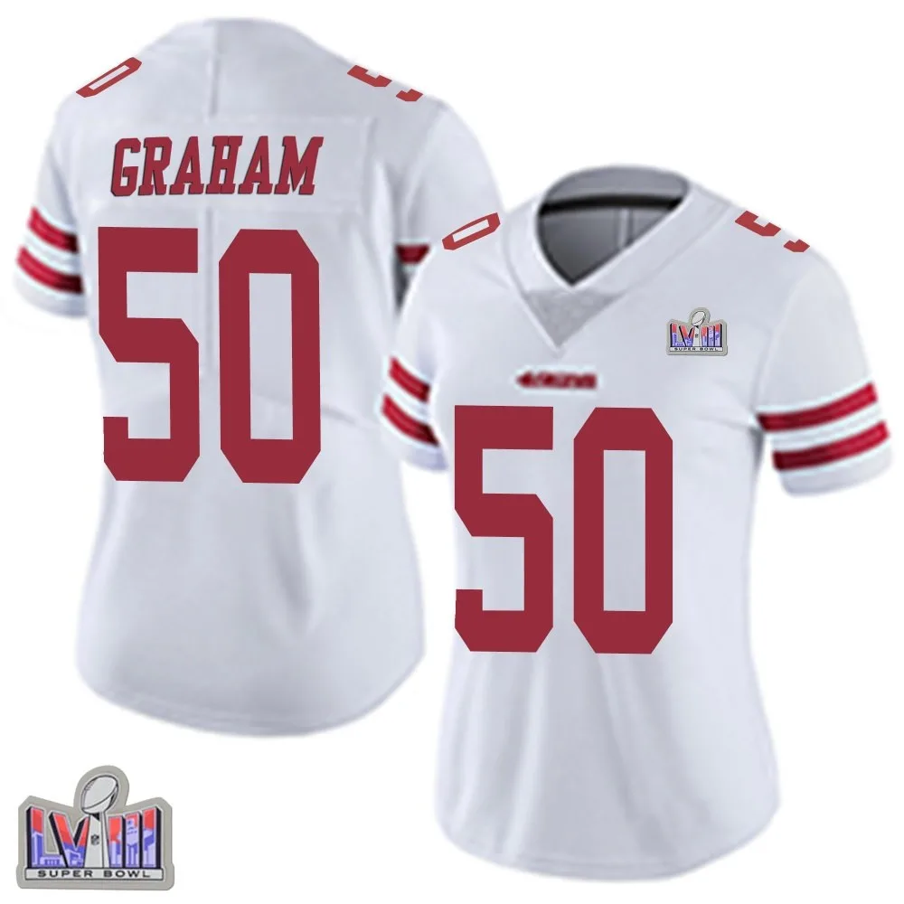 Women's San Francisco 49ers Jalen Graham Nike Vapor Untouchable Super Bowl LVIII Patch Limited White Jersey Women's San Francisco 49ers Jalen Graham Nike Vapor Untouchable Super Bowl LVIII Patch Limited White Jersey