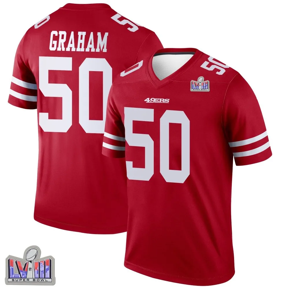 Youth San Francisco 49ers Jalen Graham Nike Super Bowl LVIII Patch Legend Scarlet Jersey Youth San Francisco 49ers Jalen Graham Nike Super Bowl LVIII Patch Legend Scarlet Jersey