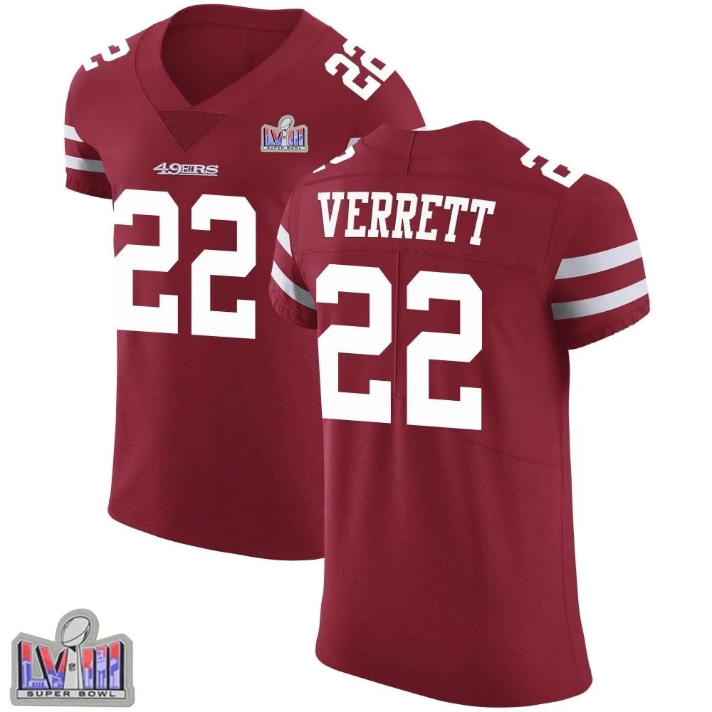 Men's San Francisco 49ers Jason Verrett Nike Team Color Vapor Untouchable Super Bowl LVIII Patch Elite Red Jersey Men's San Francisco 49ers Jason Verrett Nike Team Color Vapor Untouchable Super Bowl LVIII Patch Elite Red Jersey