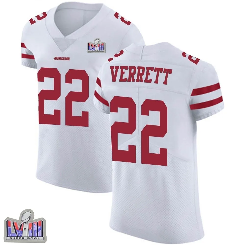 Men's San Francisco 49ers Jason Verrett Nike Vapor Untouchable Super Bowl LVIII Patch Elite White Jersey Men's San Francisco 49ers Jason Verrett Nike Vapor Untouchable Super Bowl LVIII Patch Elite White Jersey