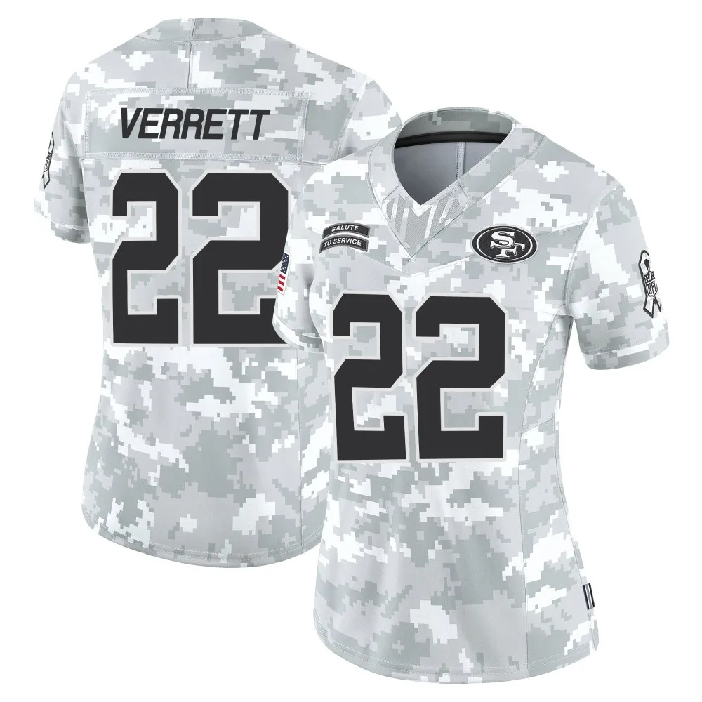Women's San Francisco 49ers Jason Verrett Nike Francisco 2024 Salute To Service Limited Arctic Camo Jersey Women's San Francisco 49ers Jason Verrett Nike Francisco 2024 Salute To Service Limited Arctic Camo Jersey