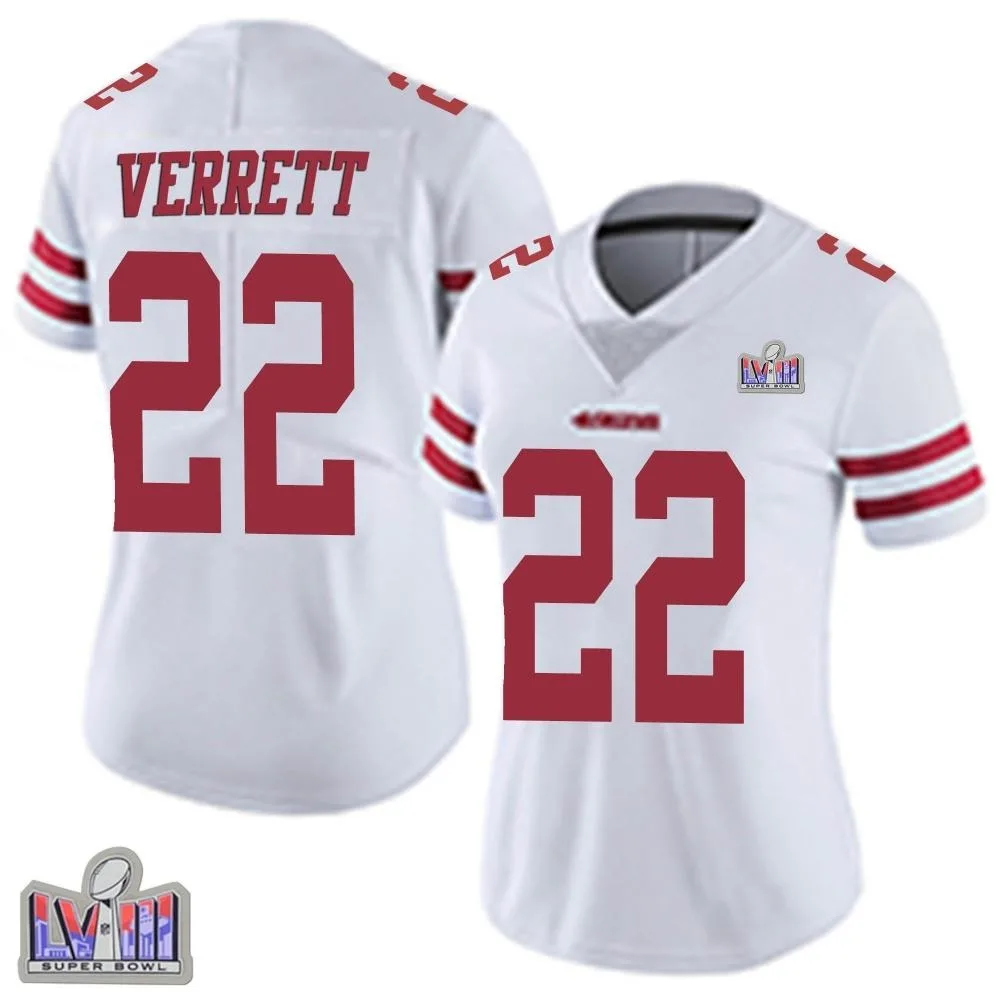 Women's San Francisco 49ers Jason Verrett Nike Vapor Untouchable Super Bowl LVIII Patch Limited White Jersey Women's San Francisco 49ers Jason Verrett Nike Vapor Untouchable Super Bowl LVIII Patch Limited White Jersey